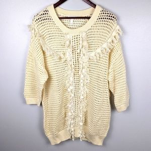 Leith | Knitted Tassel Cream Sweater size Medium
